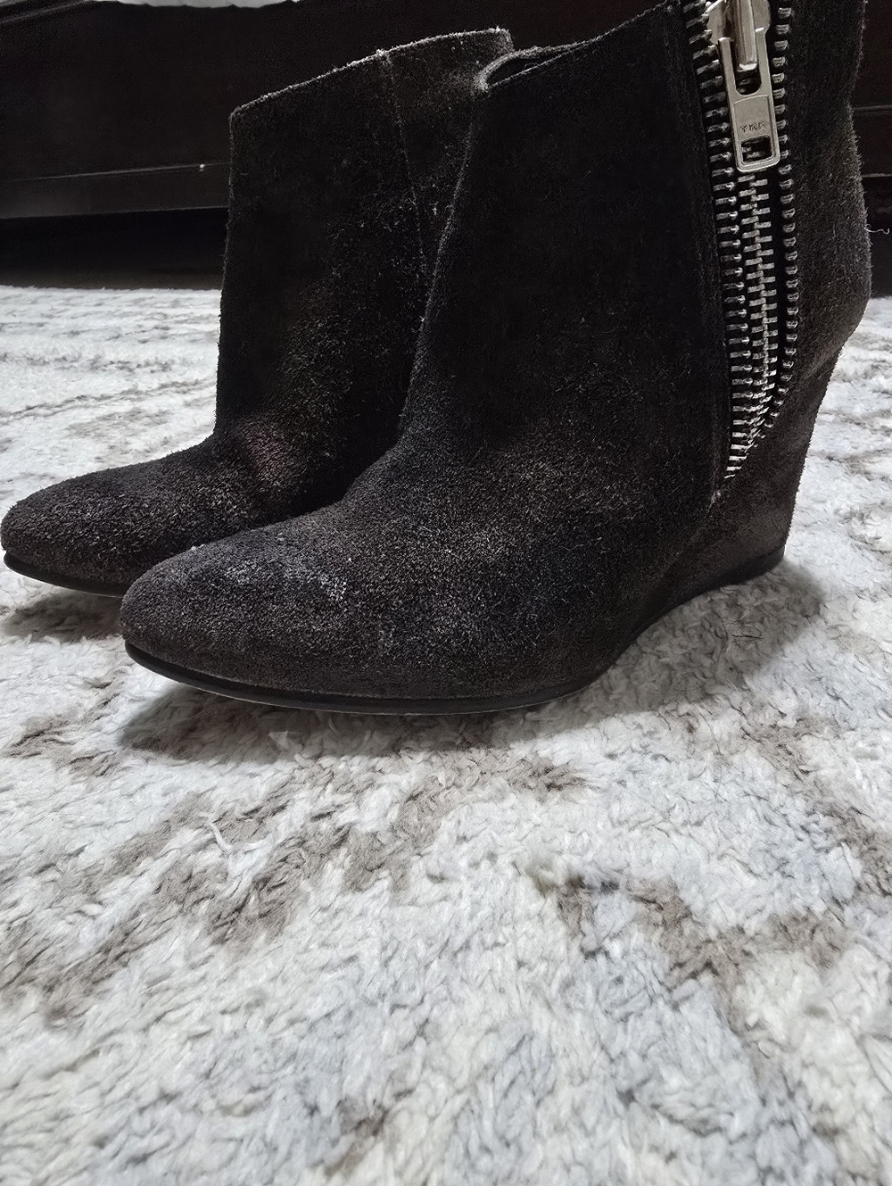 Women's Orlando Suede Wedge Ankle Boots with Side Zip